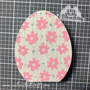 Wooden Easter Egg with Flowers